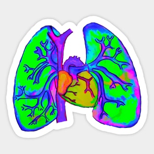 Neon Watercolor Lungs Sticker